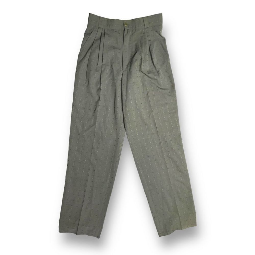 🧩 Vintage Gianni Versace Wool Pants 🇮🇹‎ Green Polka Dot Bootcut Sz 46 (30x32)
